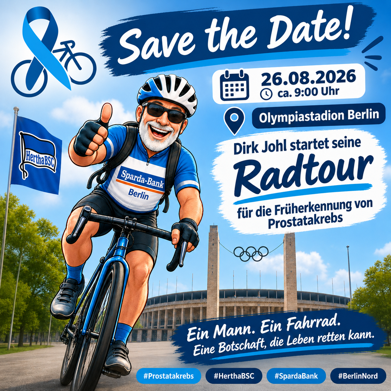 Save the Date – Dirk Johl startet seine Radtour für die Früherkennung von Prostatakrebs
